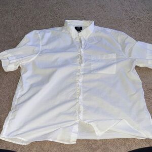 H&M Men's Casual White Button Down Linen Shirt